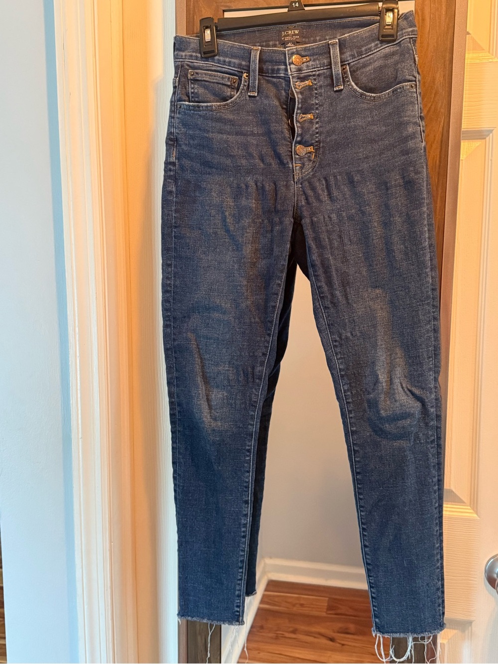 J. Crew High-Rise Button-Fly Skinny Jeans in Dark Indigo